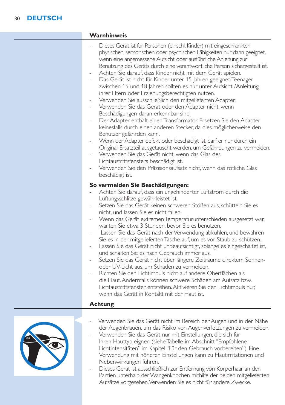 Philips Lumea IPL Haarentfernungssystem User Manual | Page 30 / 146
