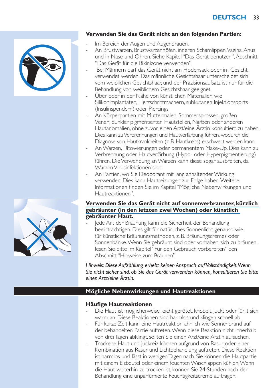 Philips Lumea IPL Haarentfernungssystem User Manual | Page 33 / 146