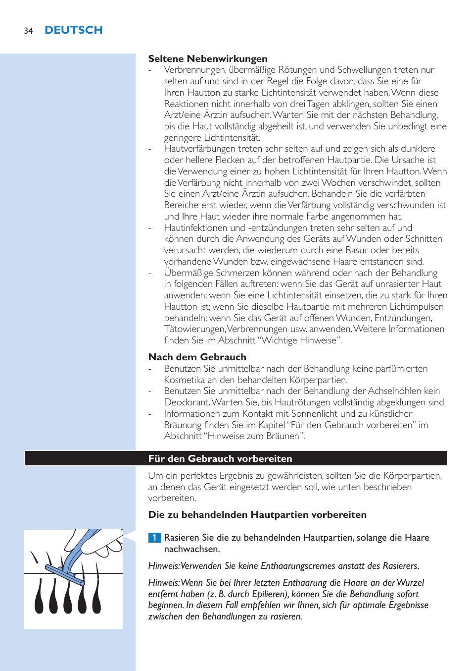 Philips Lumea IPL Haarentfernungssystem User Manual | Page 34 / 146