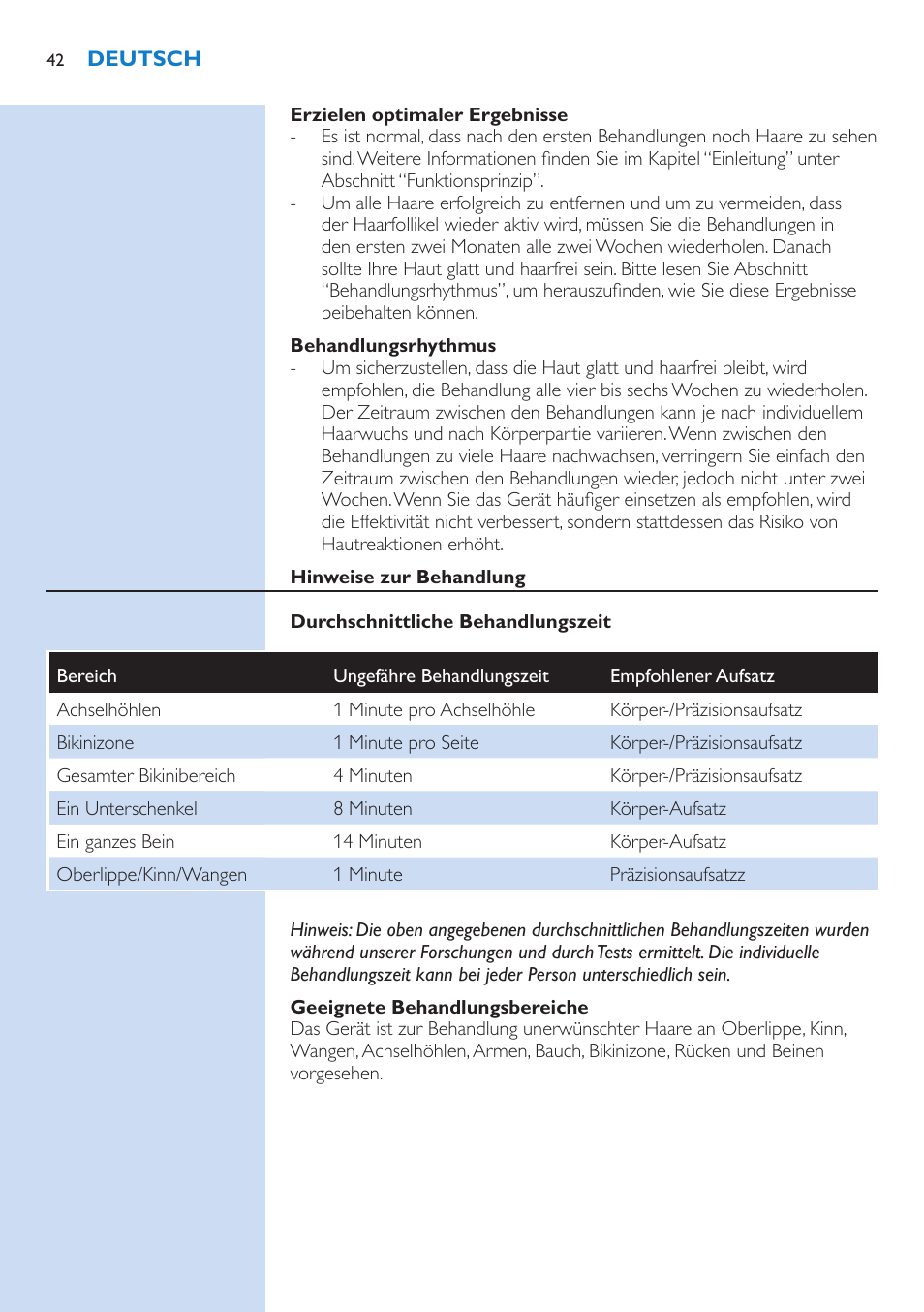 Philips Lumea IPL Haarentfernungssystem User Manual | Page 42 / 146