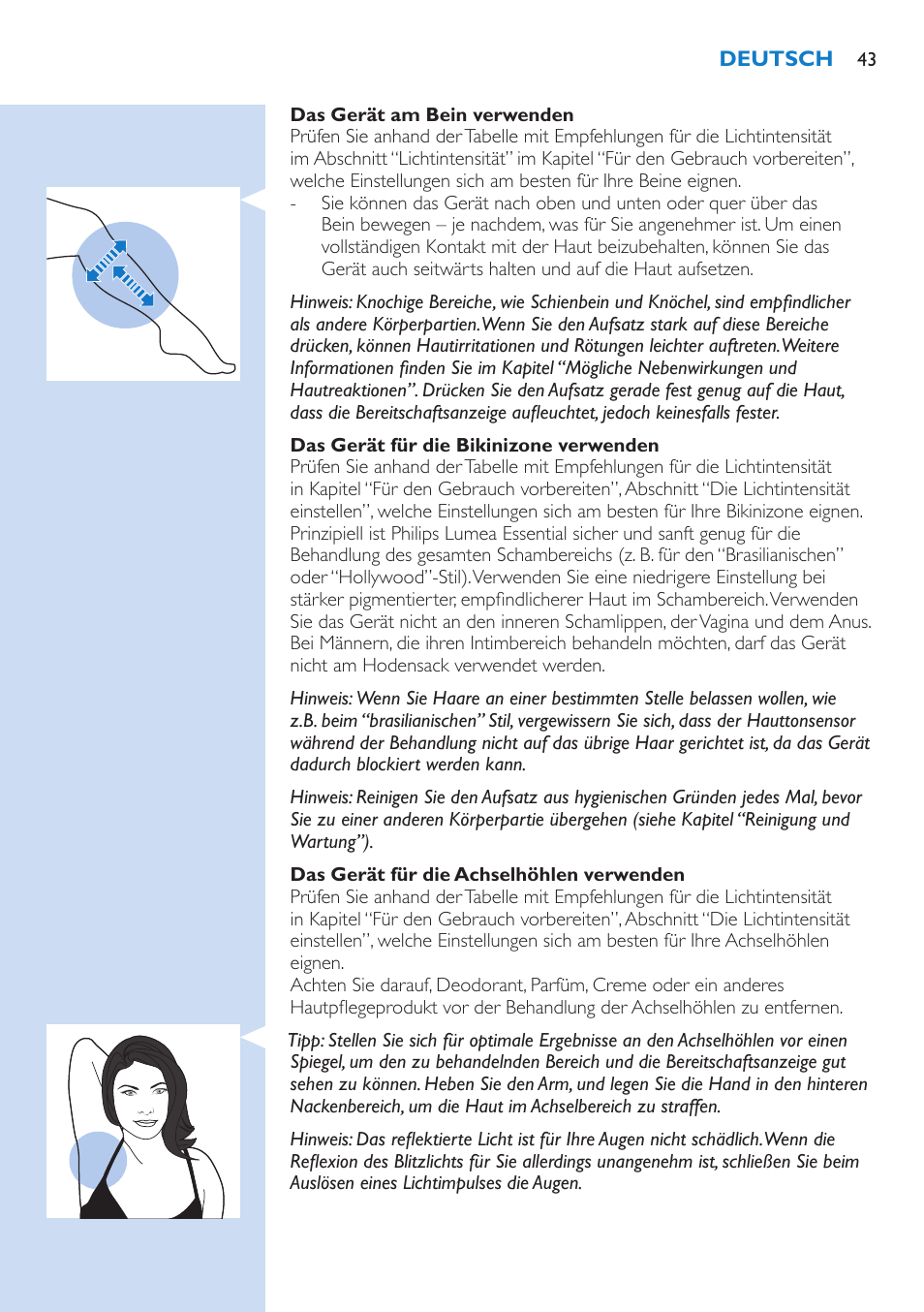 Philips Lumea IPL Haarentfernungssystem User Manual | Page 43 / 146