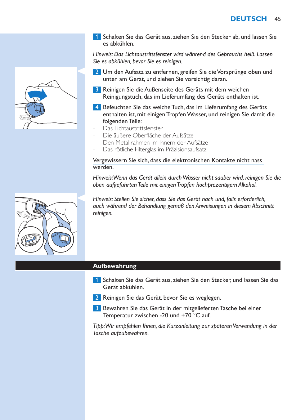 Philips Lumea IPL Haarentfernungssystem User Manual | Page 45 / 146