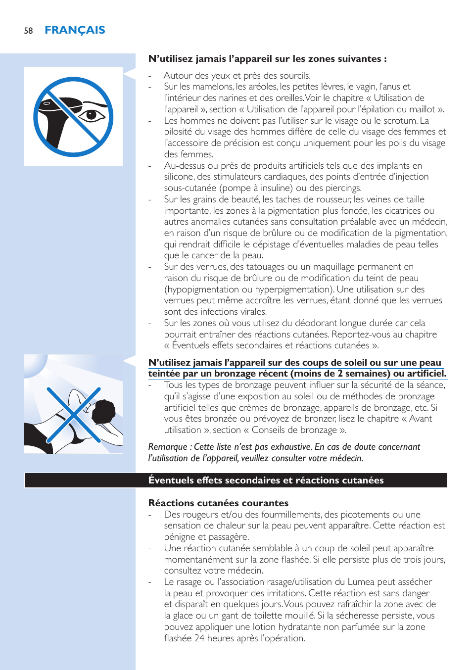 Philips Lumea IPL Haarentfernungssystem User Manual | Page 58 / 146