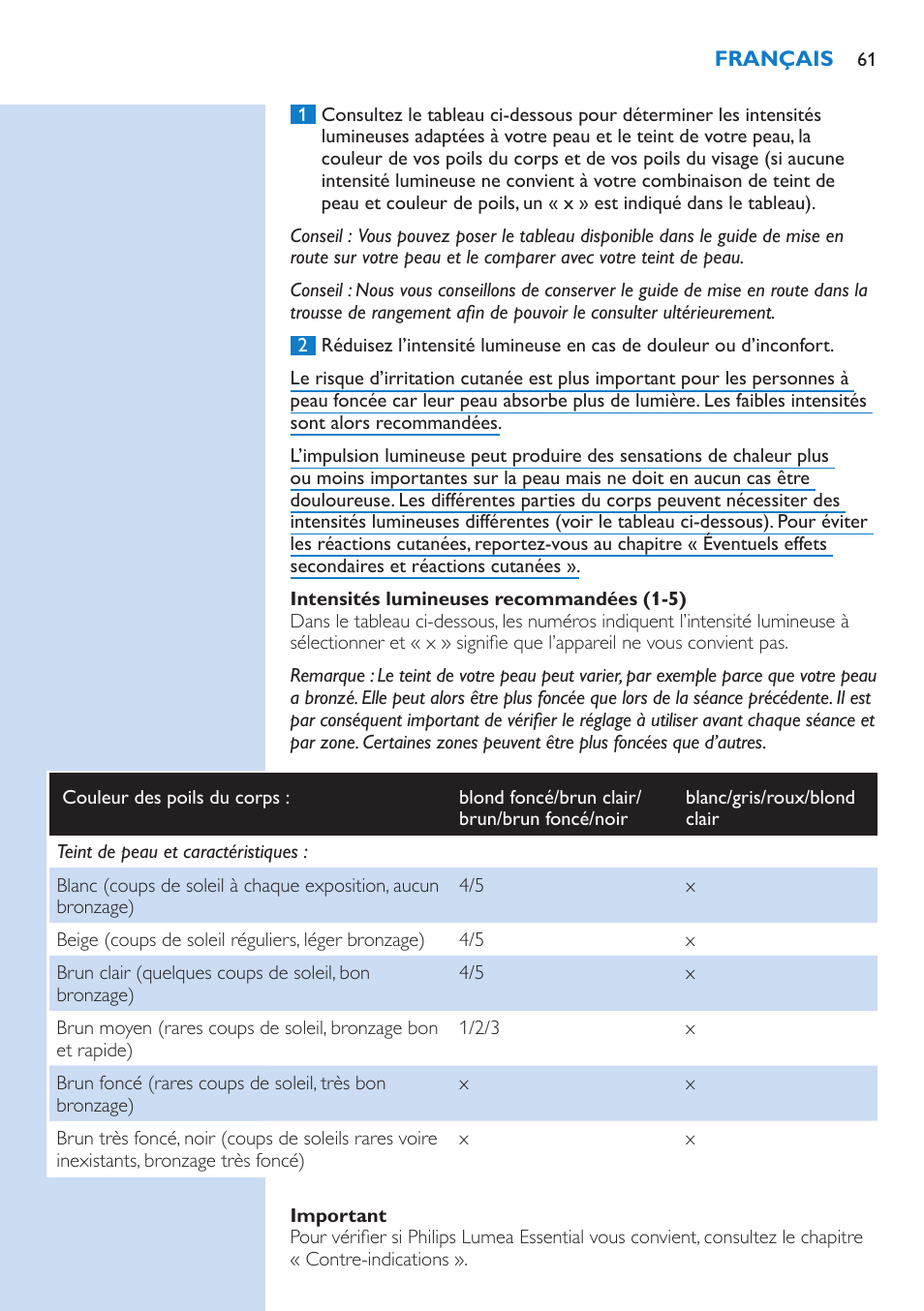 Philips Lumea IPL Haarentfernungssystem User Manual | Page 61 / 146