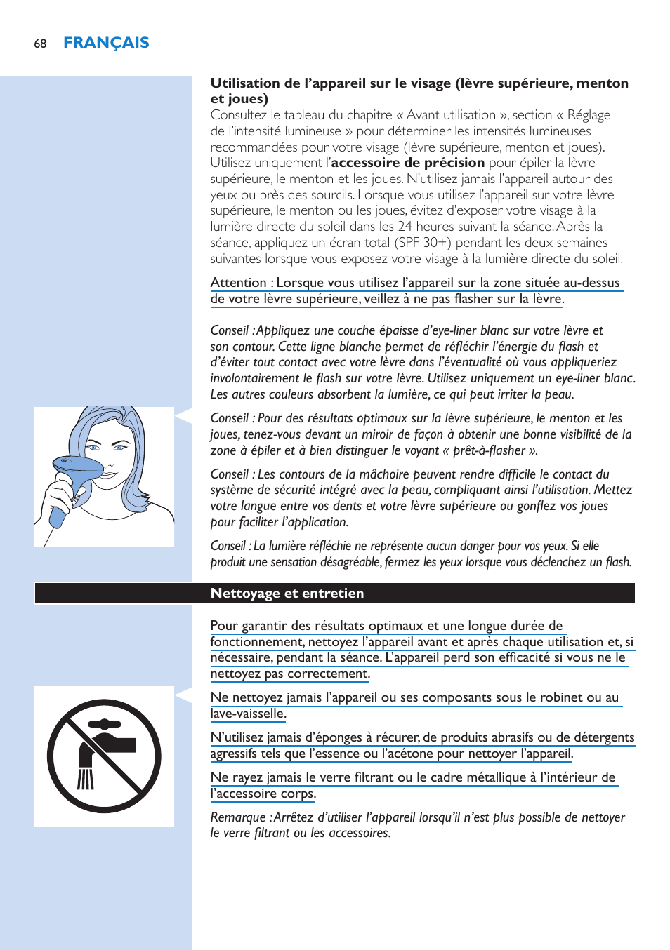Philips Lumea IPL Haarentfernungssystem User Manual | Page 68 / 146
