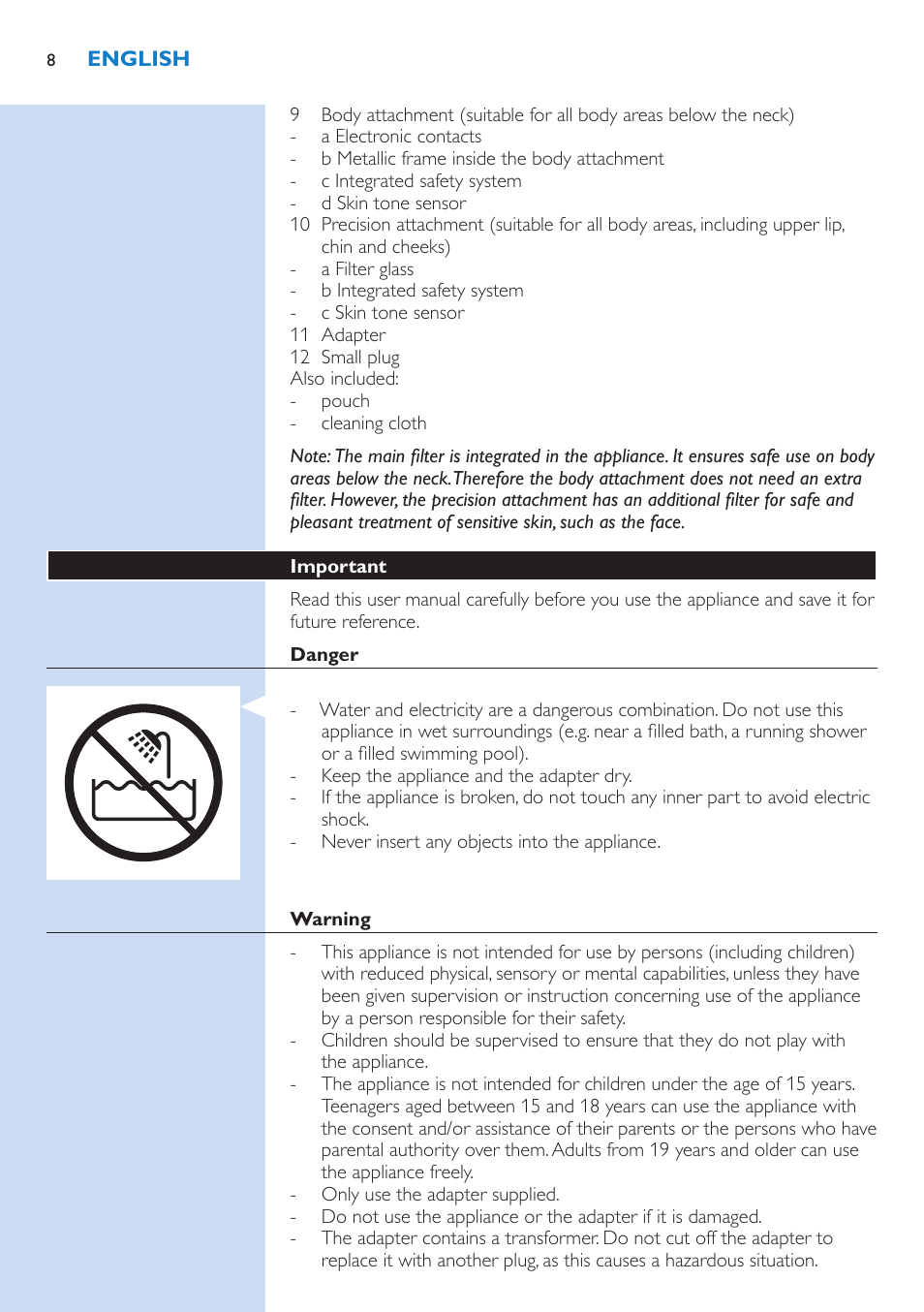 Philips Lumea IPL Haarentfernungssystem User Manual | Page 8 / 146