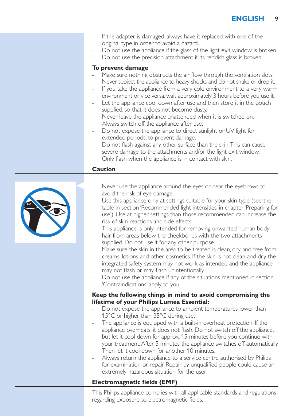 Philips Lumea IPL Haarentfernungssystem User Manual | Page 9 / 146