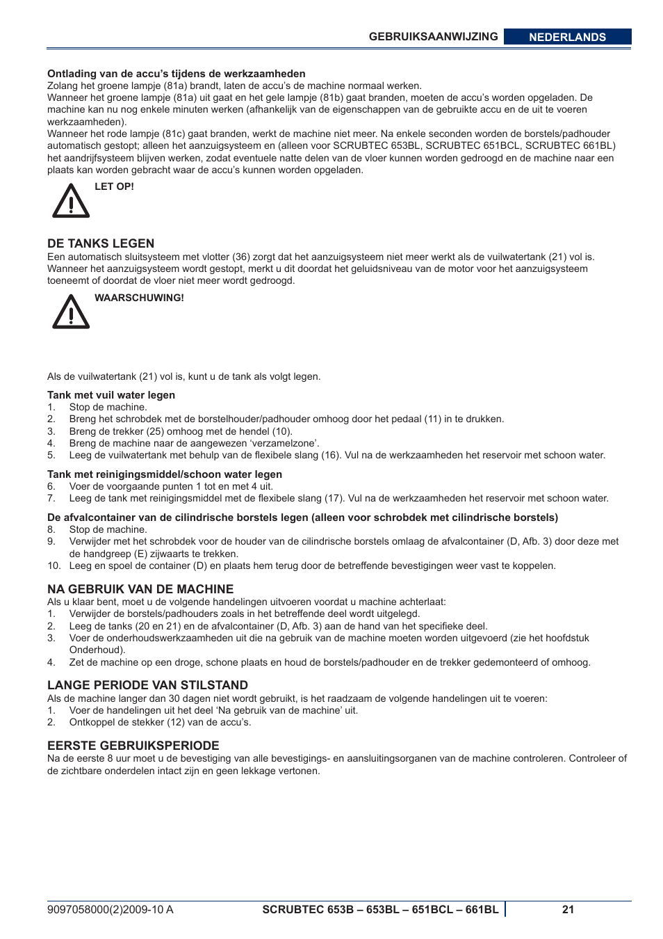 Nilfisk-ALTO SCRUBTEC 651BCL User Manual | Page 113 / 124