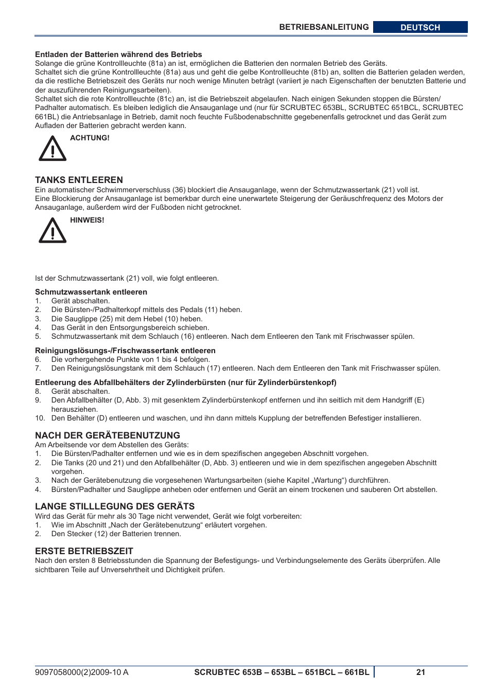 Nilfisk-ALTO SCRUBTEC 651BCL User Manual | Page 23 / 124