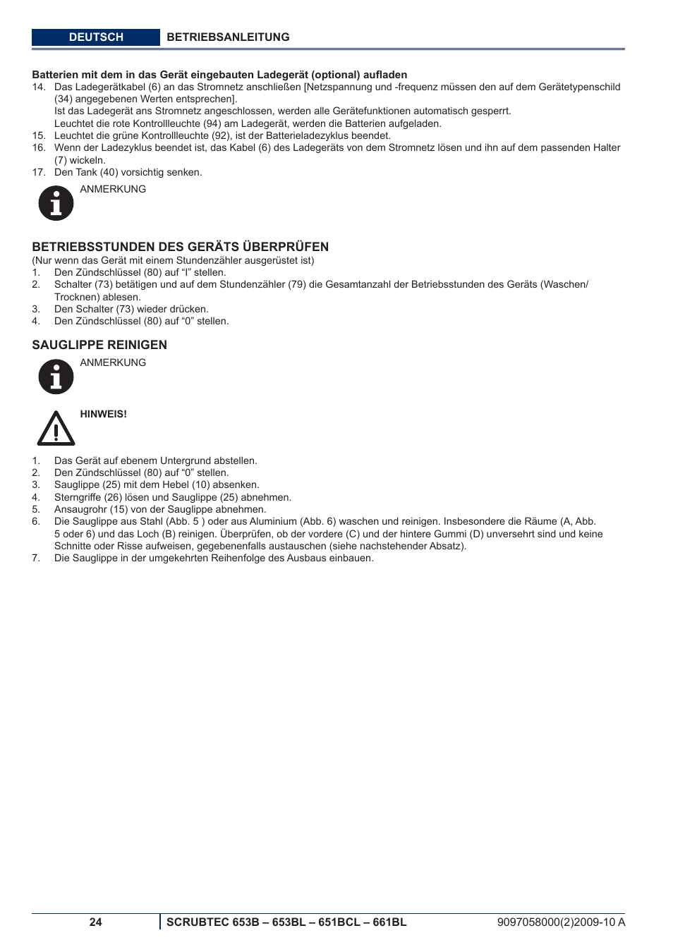 Nilfisk-ALTO SCRUBTEC 651BCL User Manual | Page 26 / 124