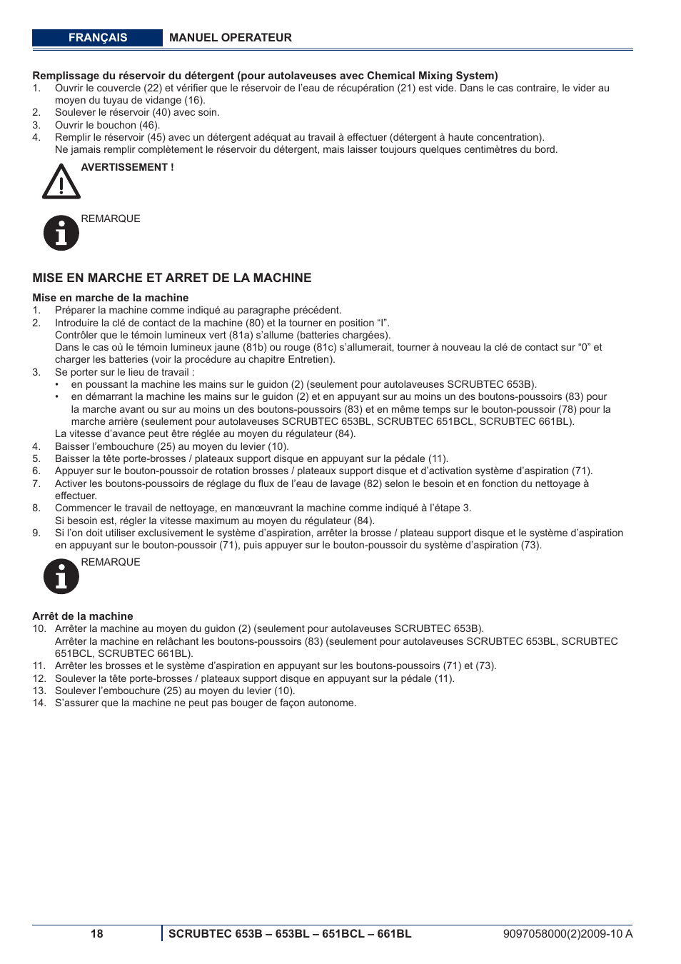 Nilfisk-ALTO SCRUBTEC 651BCL User Manual | Page 50 / 124