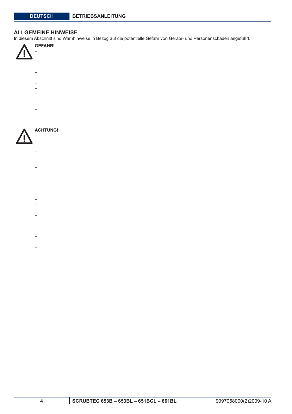 Nilfisk-ALTO SCRUBTEC 651BCL User Manual | Page 6 / 124