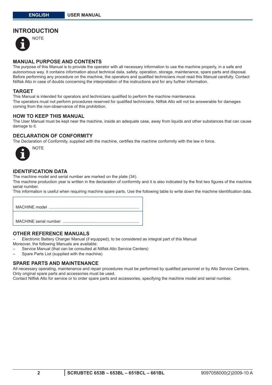 Introduction | Nilfisk-ALTO SCRUBTEC 651BCL User Manual | Page 64 / 124