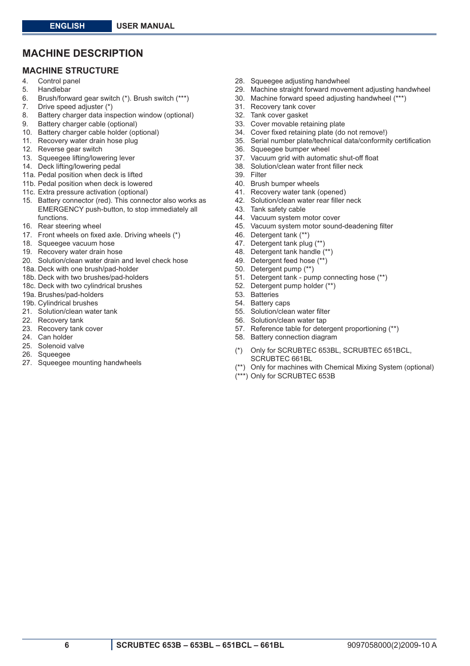 Machine description | Nilfisk-ALTO SCRUBTEC 651BCL User Manual | Page 68 / 124