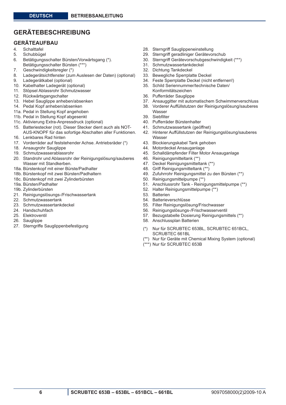 Gerätebeschreibung | Nilfisk-ALTO SCRUBTEC 651BCL User Manual | Page 8 / 124