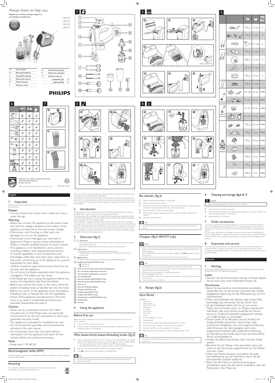 Philips Viva Collection Handmixer User Manual | 6 pages