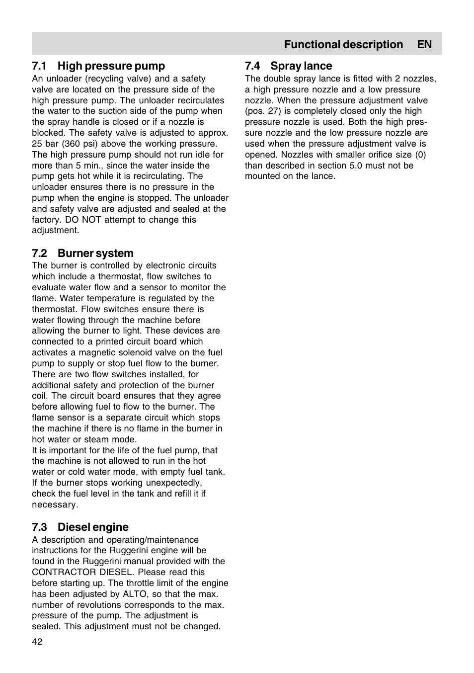 Nilfisk-ALTO Contractor Diesel User Manual | Page 7 / 16