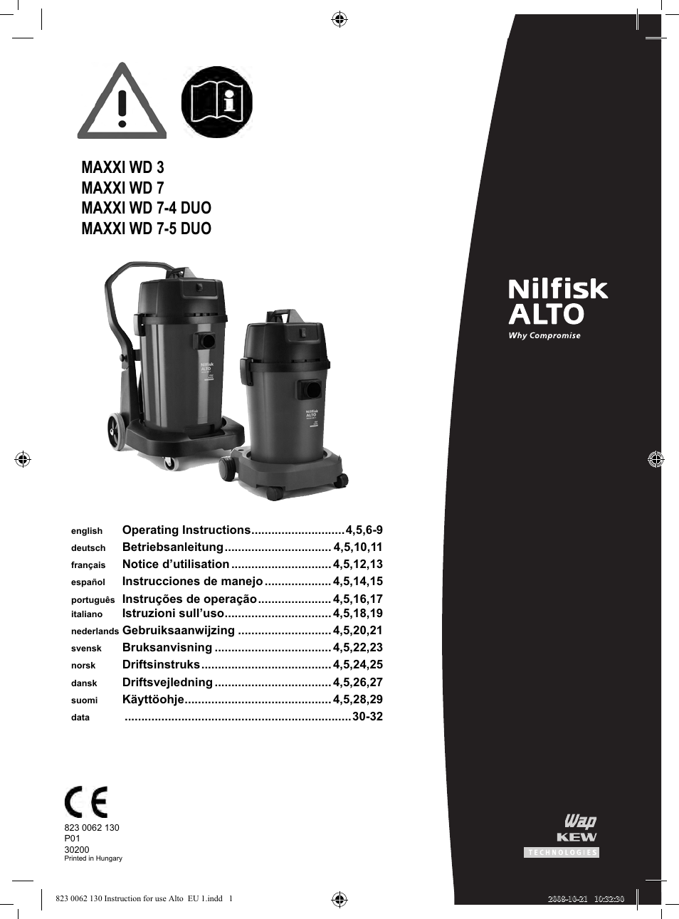 Nilfisk-ALTO WD 3 User Manual | 32 pages