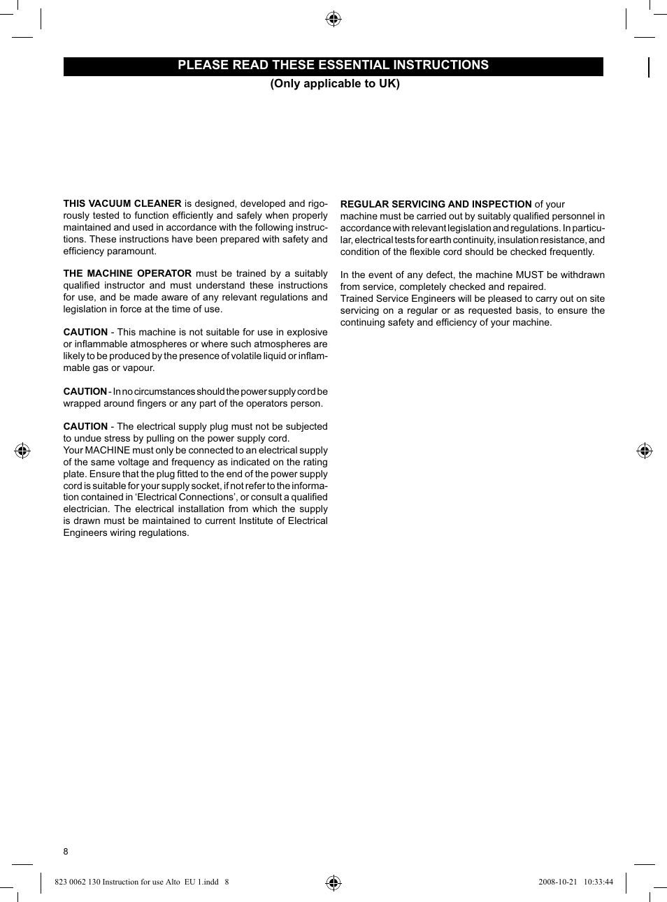 Please read these essential instructions | Nilfisk-ALTO WD 3 User Manual | Page 8 / 32