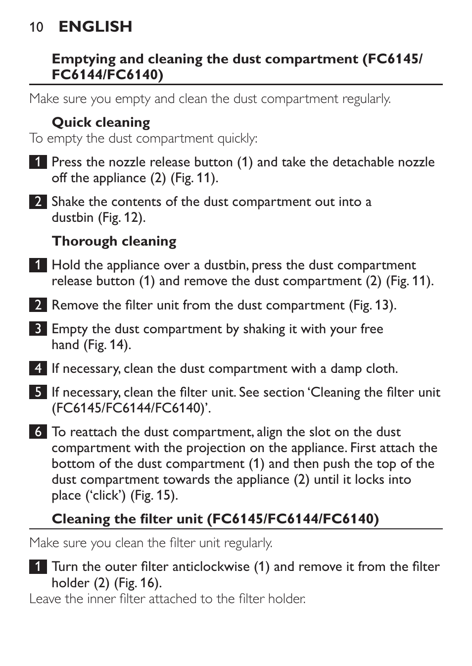 Philips MiniVac Handstaubsauger User Manual | Page 10 / 172