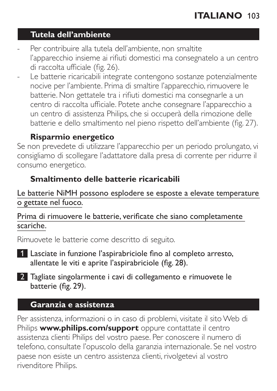 Philips MiniVac Handstaubsauger User Manual | Page 103 / 172