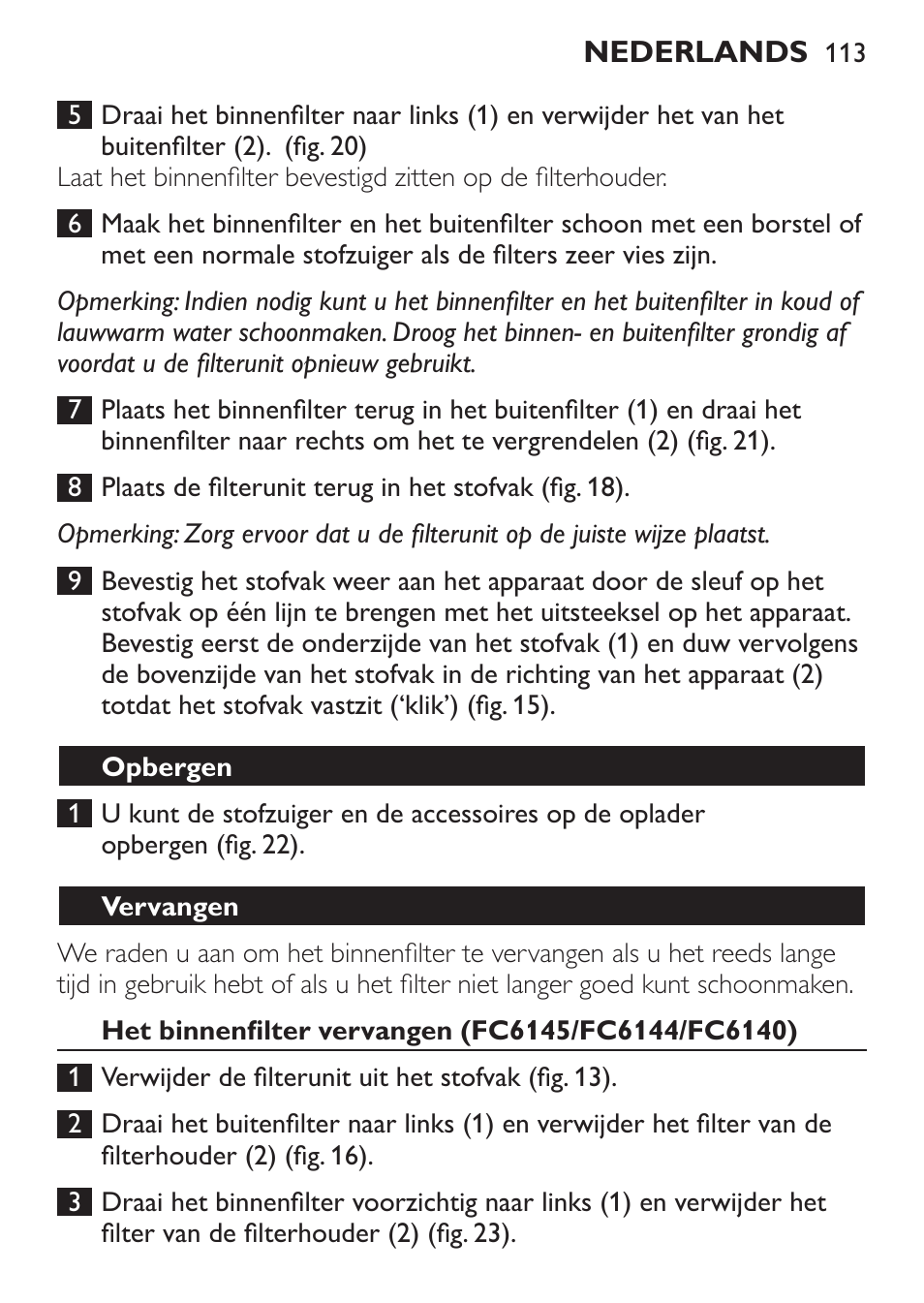 Philips MiniVac Handstaubsauger User Manual | Page 113 / 172