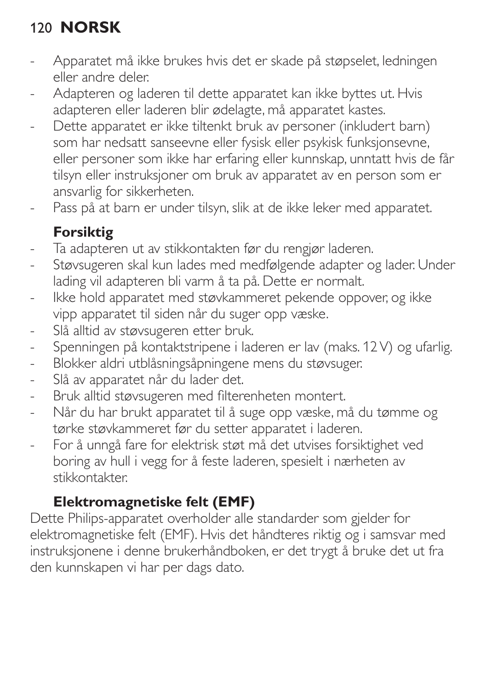 Philips MiniVac Handstaubsauger User Manual | Page 120 / 172