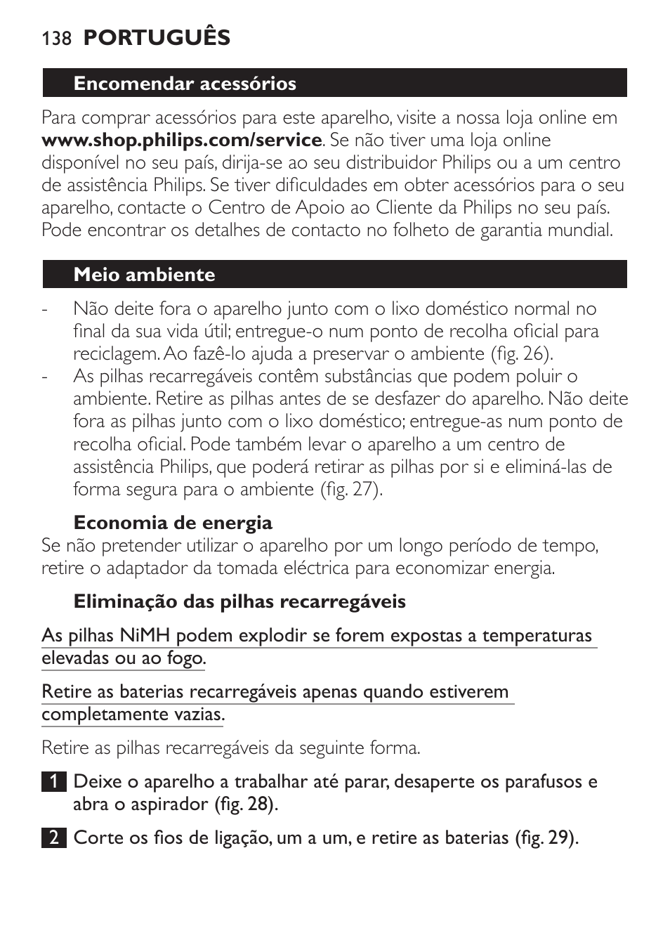 Philips MiniVac Handstaubsauger User Manual | Page 138 / 172