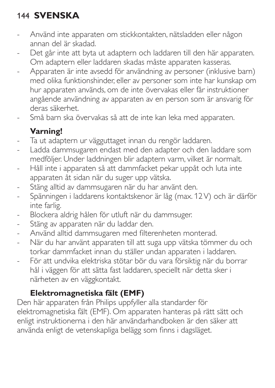 Philips MiniVac Handstaubsauger User Manual | Page 144 / 172