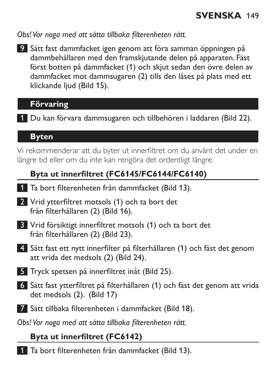 Philips MiniVac Handstaubsauger User Manual | Page 149 / 172