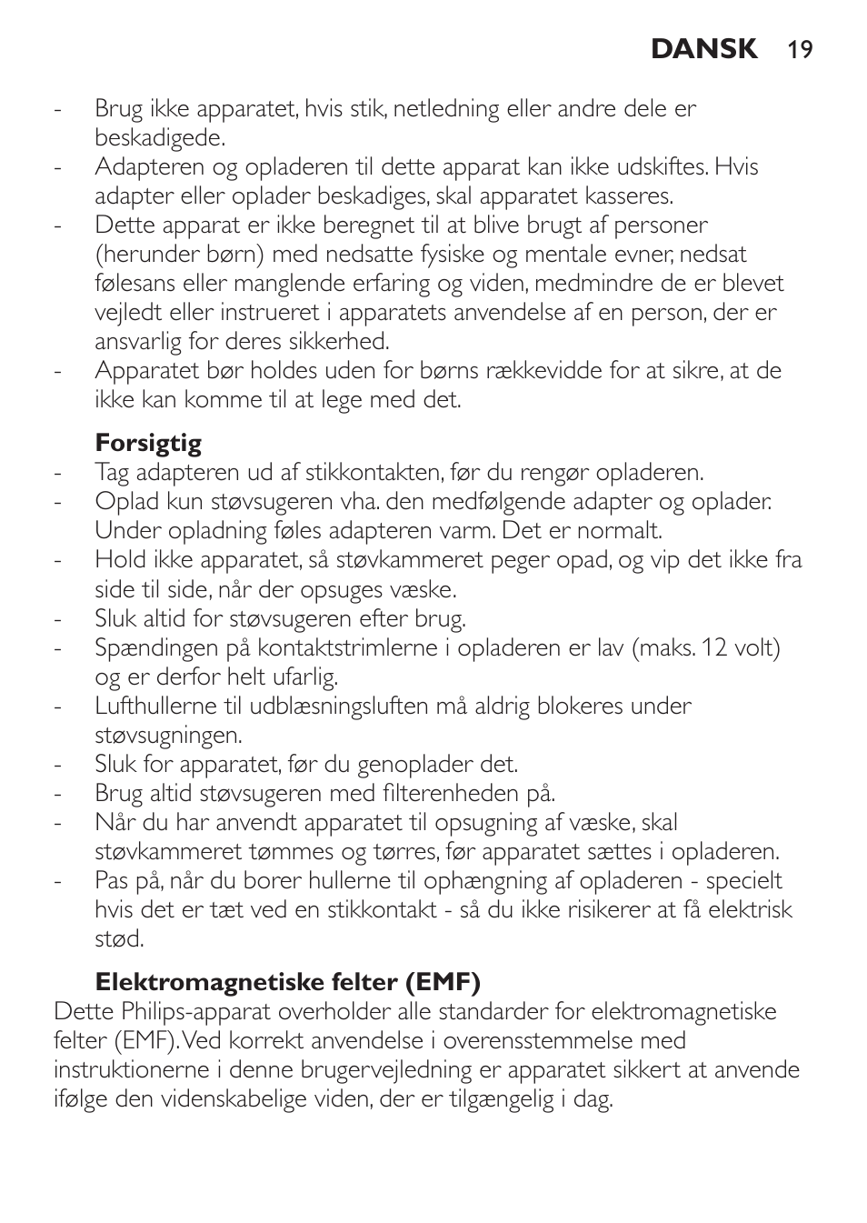 Philips MiniVac Handstaubsauger User Manual | Page 19 / 172