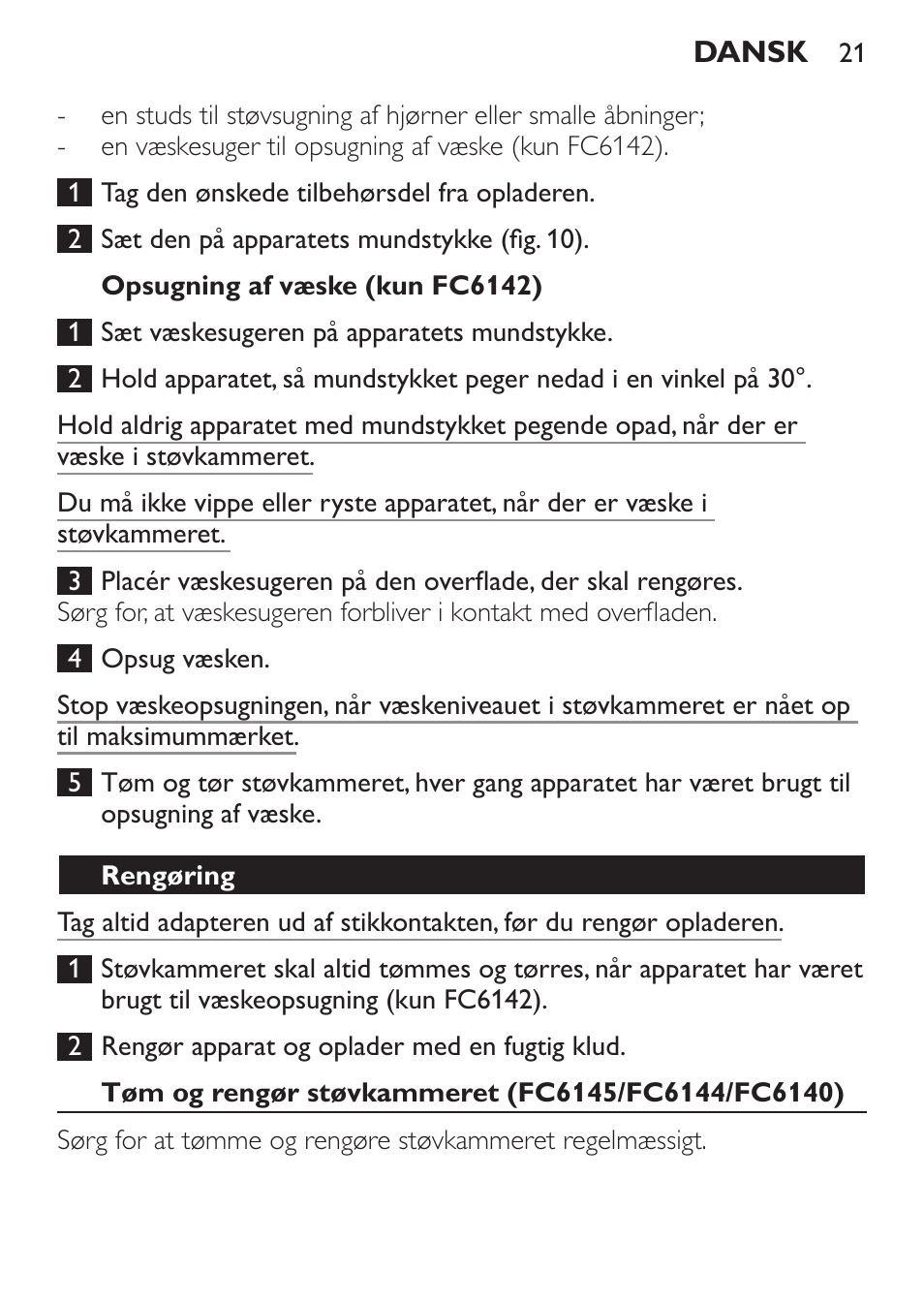 Philips MiniVac Handstaubsauger User Manual | Page 21 / 172