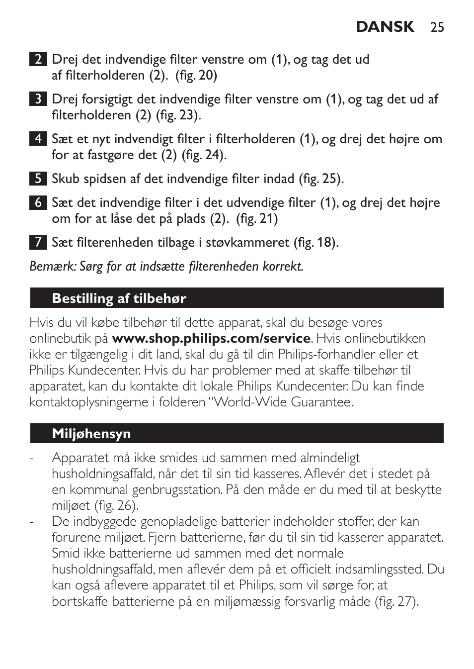 Philips MiniVac Handstaubsauger User Manual | Page 25 / 172