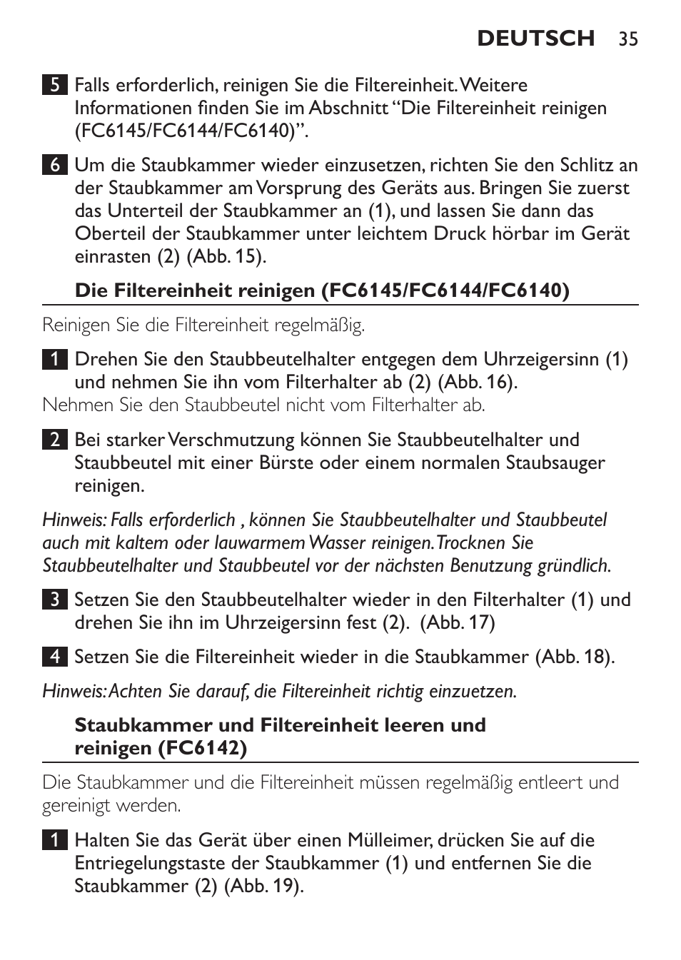 Philips MiniVac Handstaubsauger User Manual | Page 35 / 172