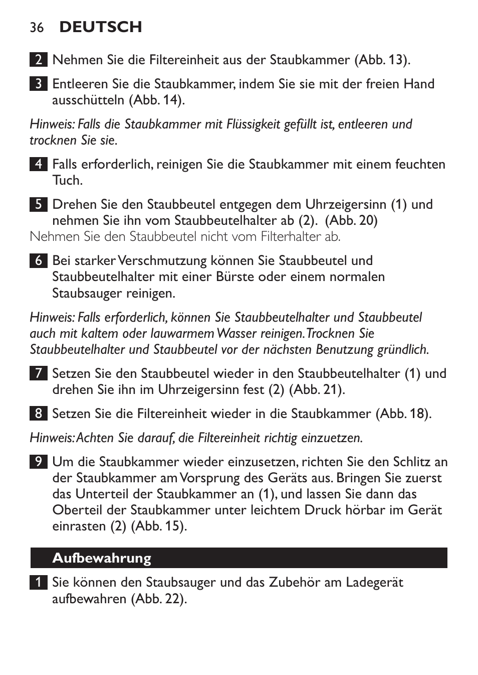 Philips MiniVac Handstaubsauger User Manual | Page 36 / 172