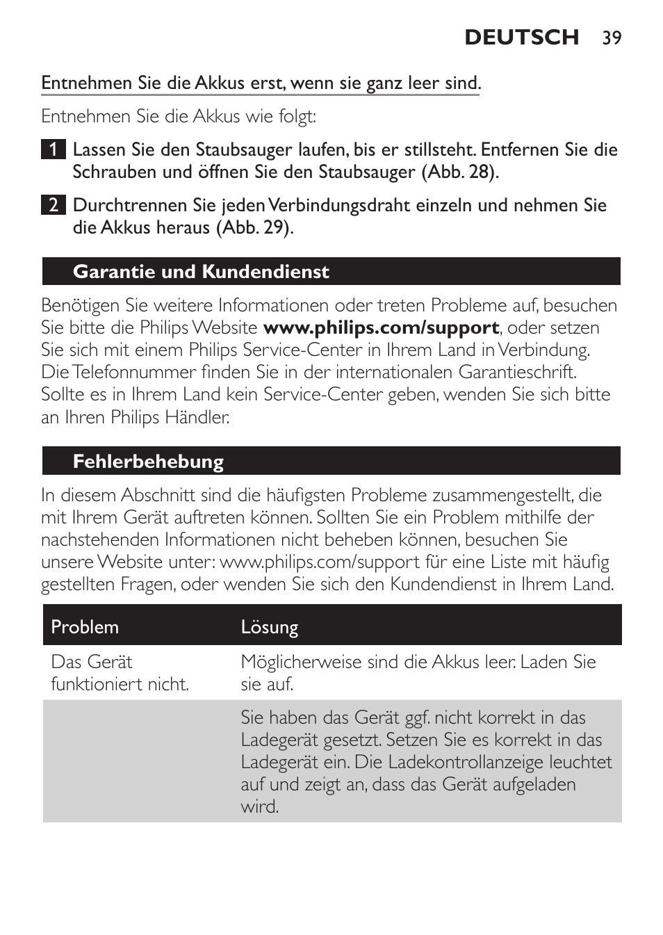 Philips MiniVac Handstaubsauger User Manual | Page 39 / 172