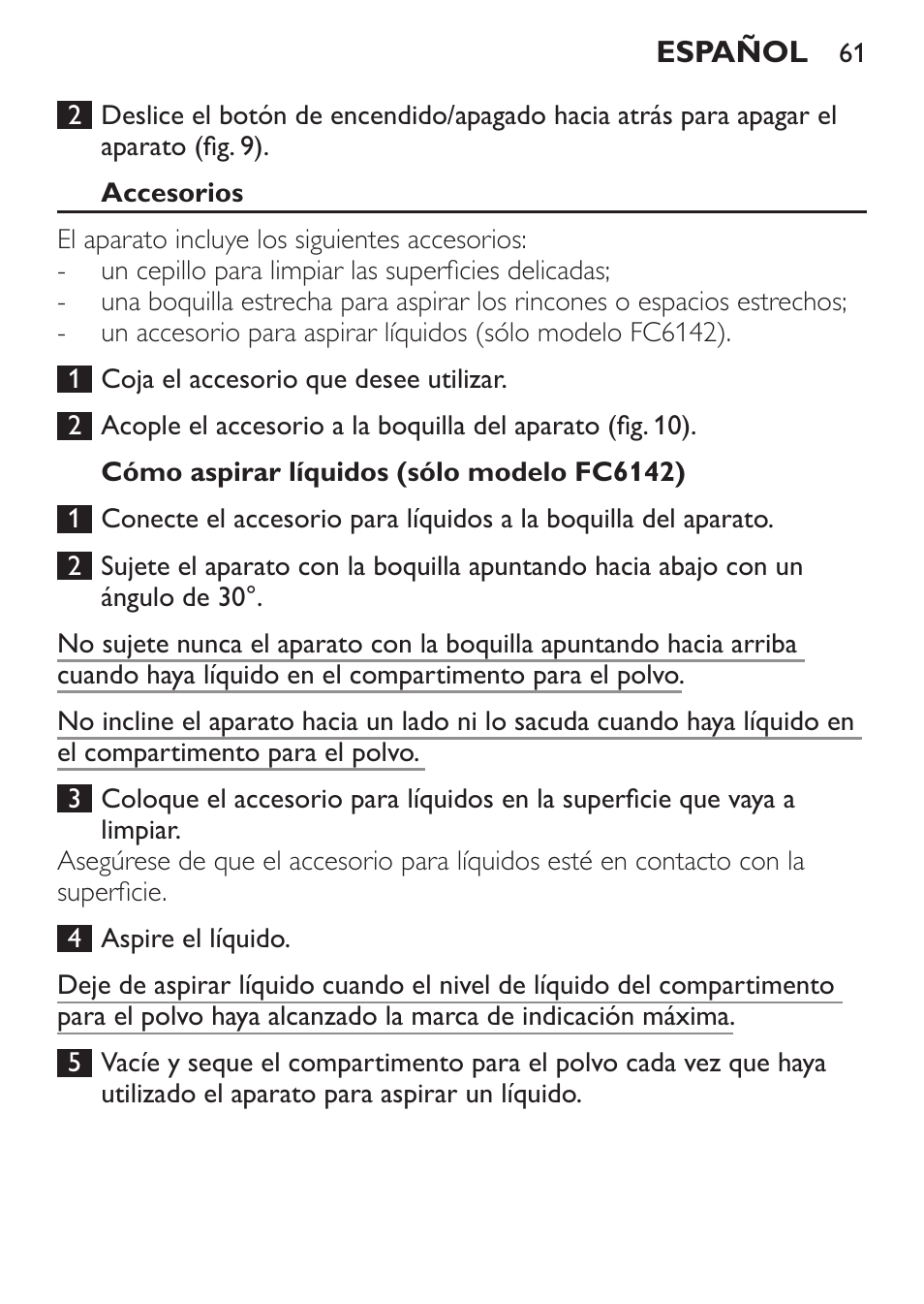 Philips MiniVac Handstaubsauger User Manual | Page 61 / 172