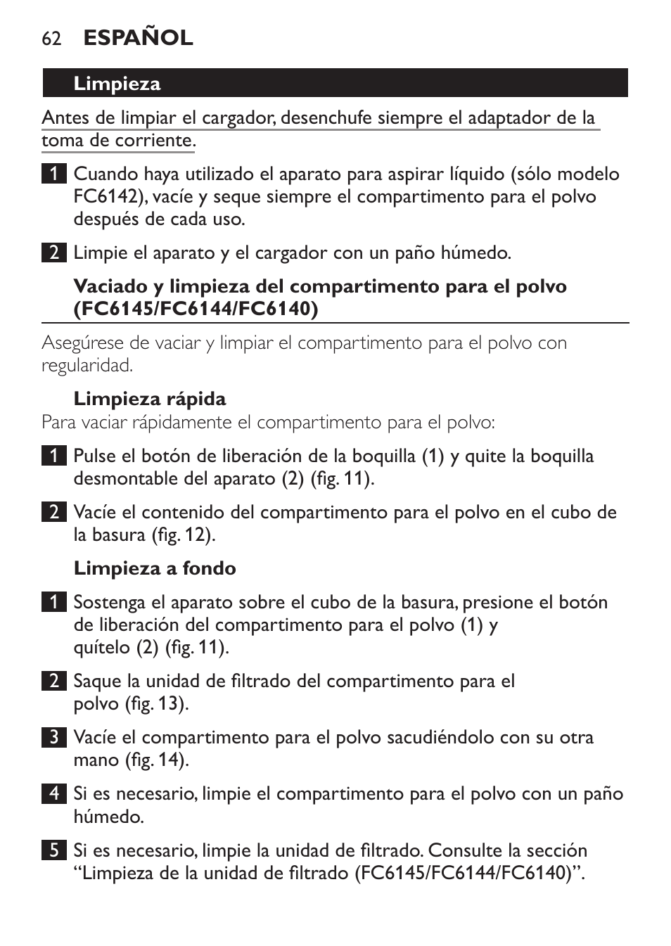 Philips MiniVac Handstaubsauger User Manual | Page 62 / 172