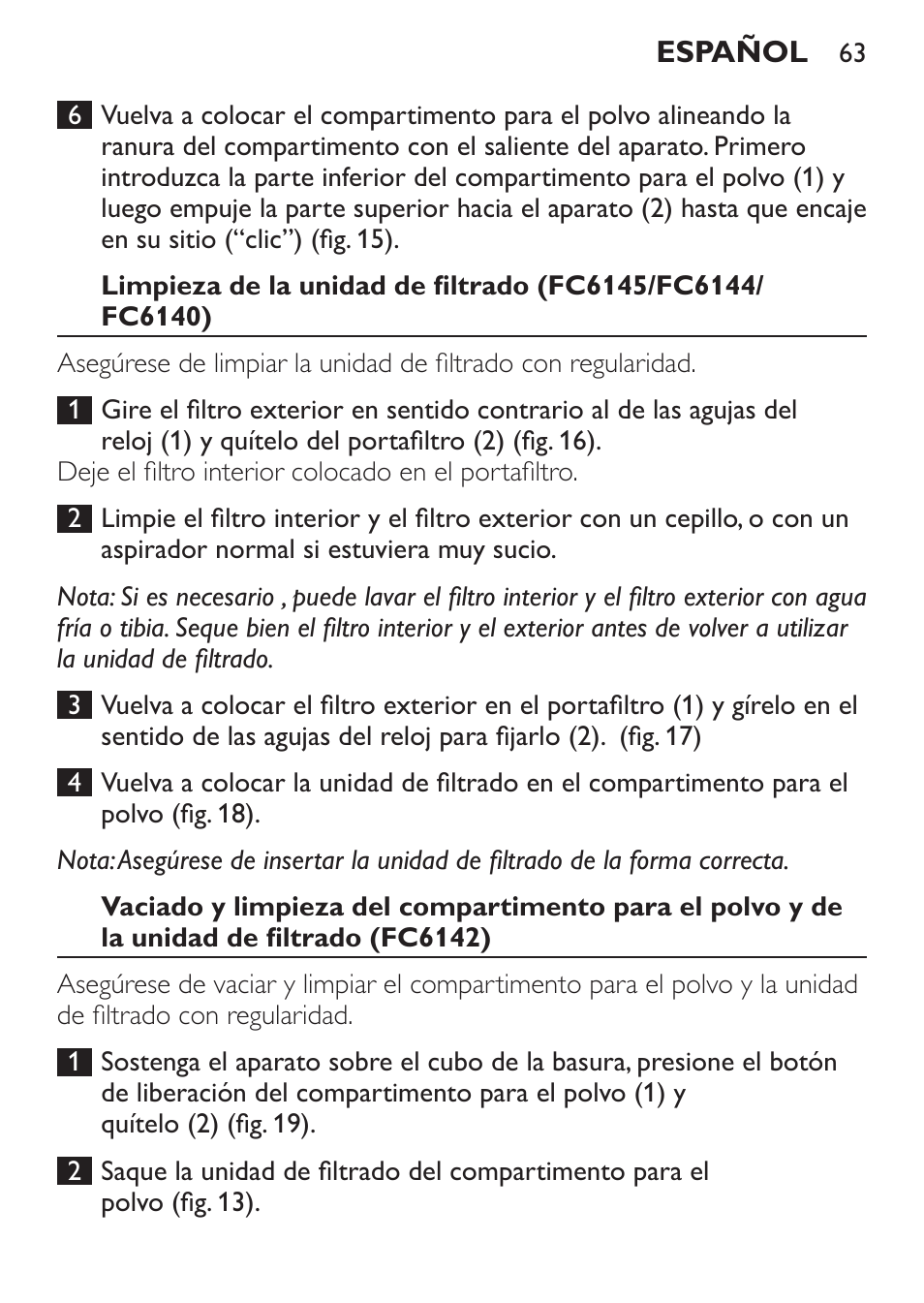 Philips MiniVac Handstaubsauger User Manual | Page 63 / 172