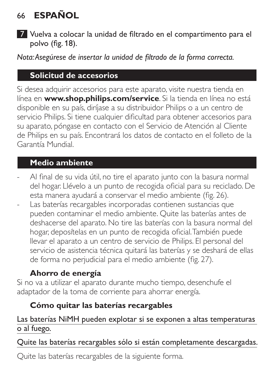 Philips MiniVac Handstaubsauger User Manual | Page 66 / 172