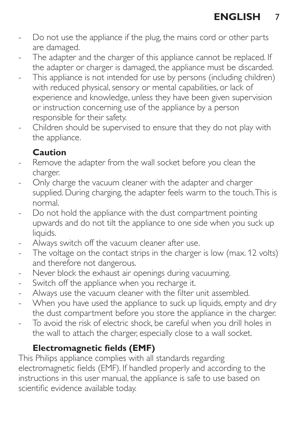 Philips MiniVac Handstaubsauger User Manual | Page 7 / 172