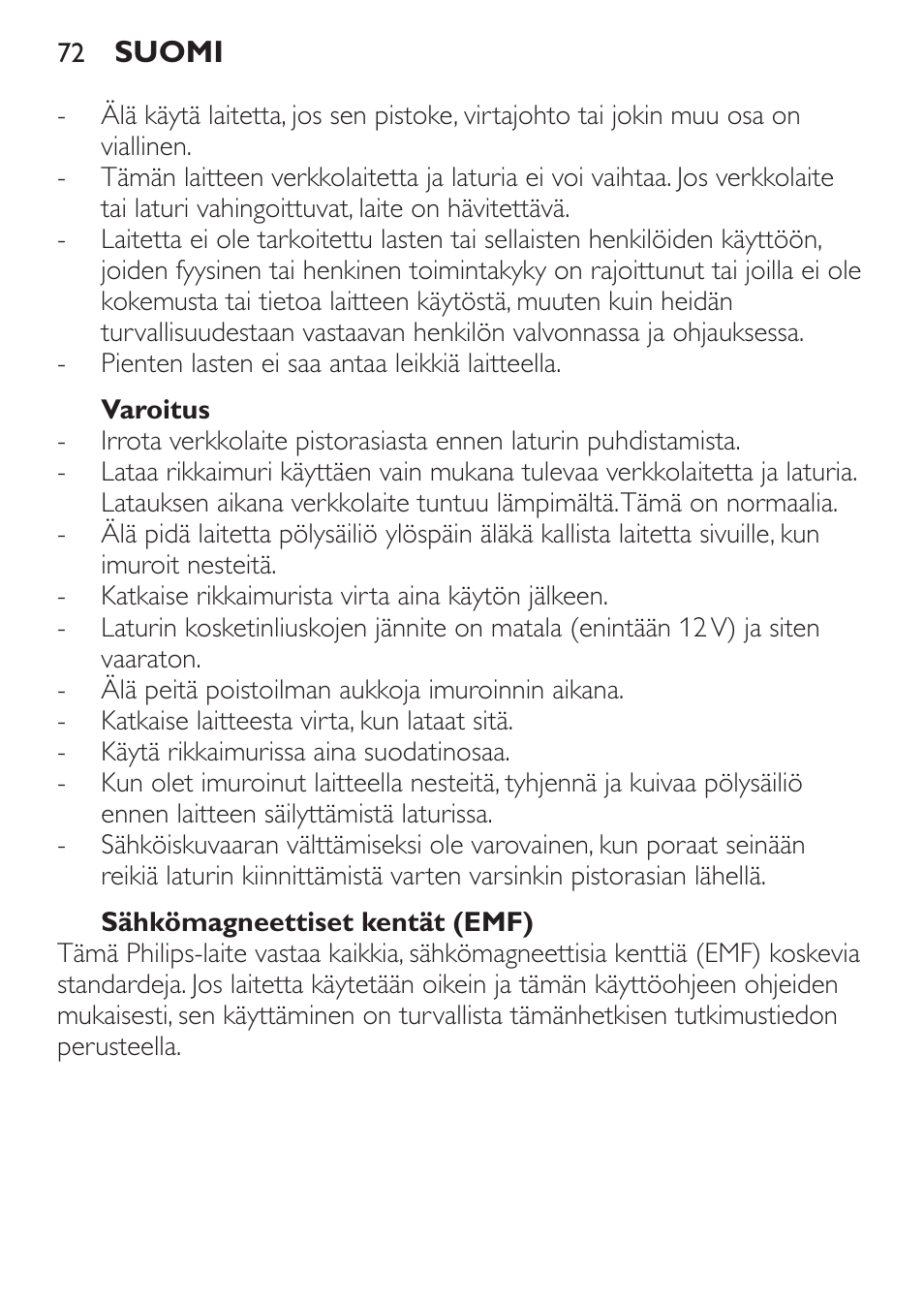 Philips MiniVac Handstaubsauger User Manual | Page 72 / 172