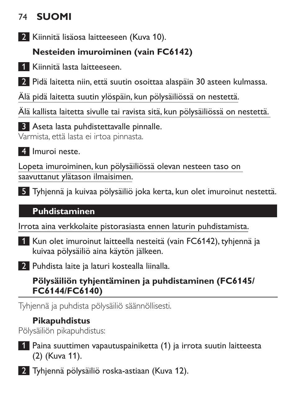 Philips MiniVac Handstaubsauger User Manual | Page 74 / 172