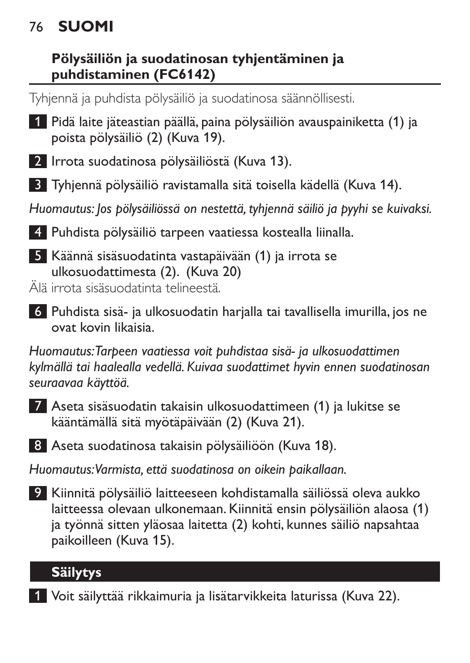 Philips MiniVac Handstaubsauger User Manual | Page 76 / 172