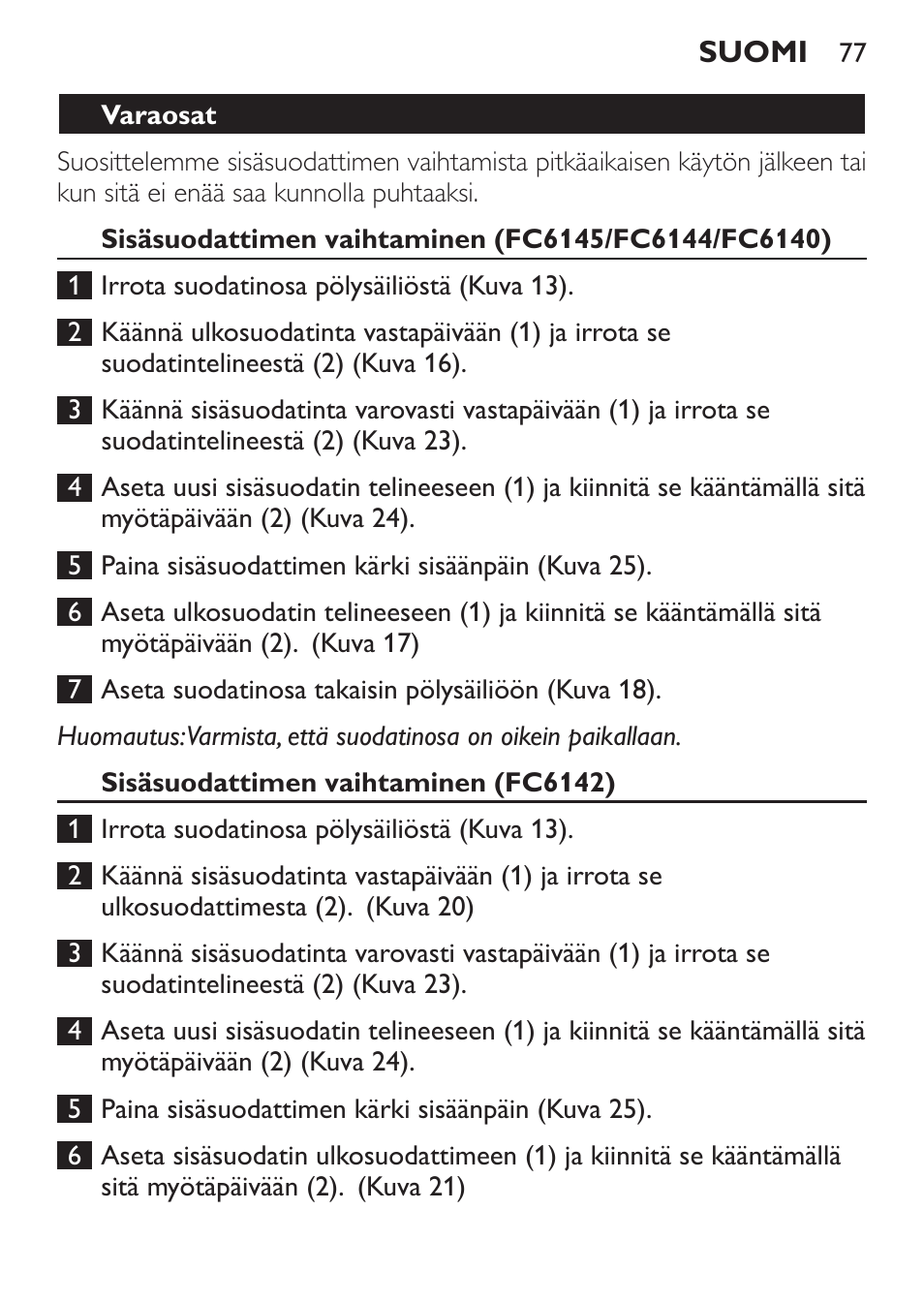 Philips MiniVac Handstaubsauger User Manual | Page 77 / 172