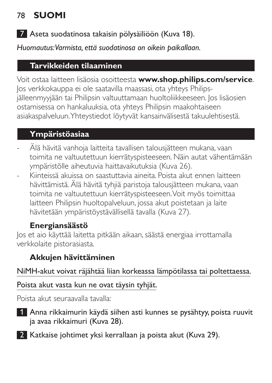 Philips MiniVac Handstaubsauger User Manual | Page 78 / 172