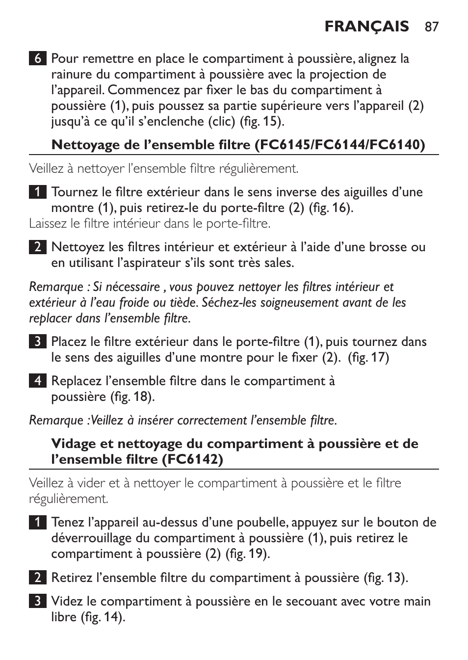 Philips MiniVac Handstaubsauger User Manual | Page 87 / 172