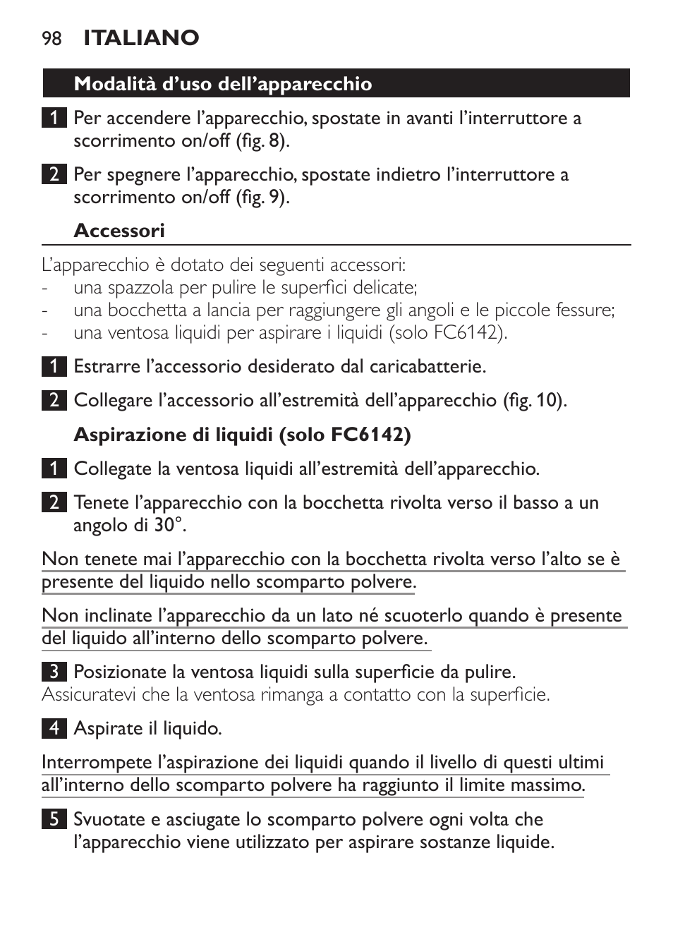 Philips MiniVac Handstaubsauger User Manual | Page 98 / 172