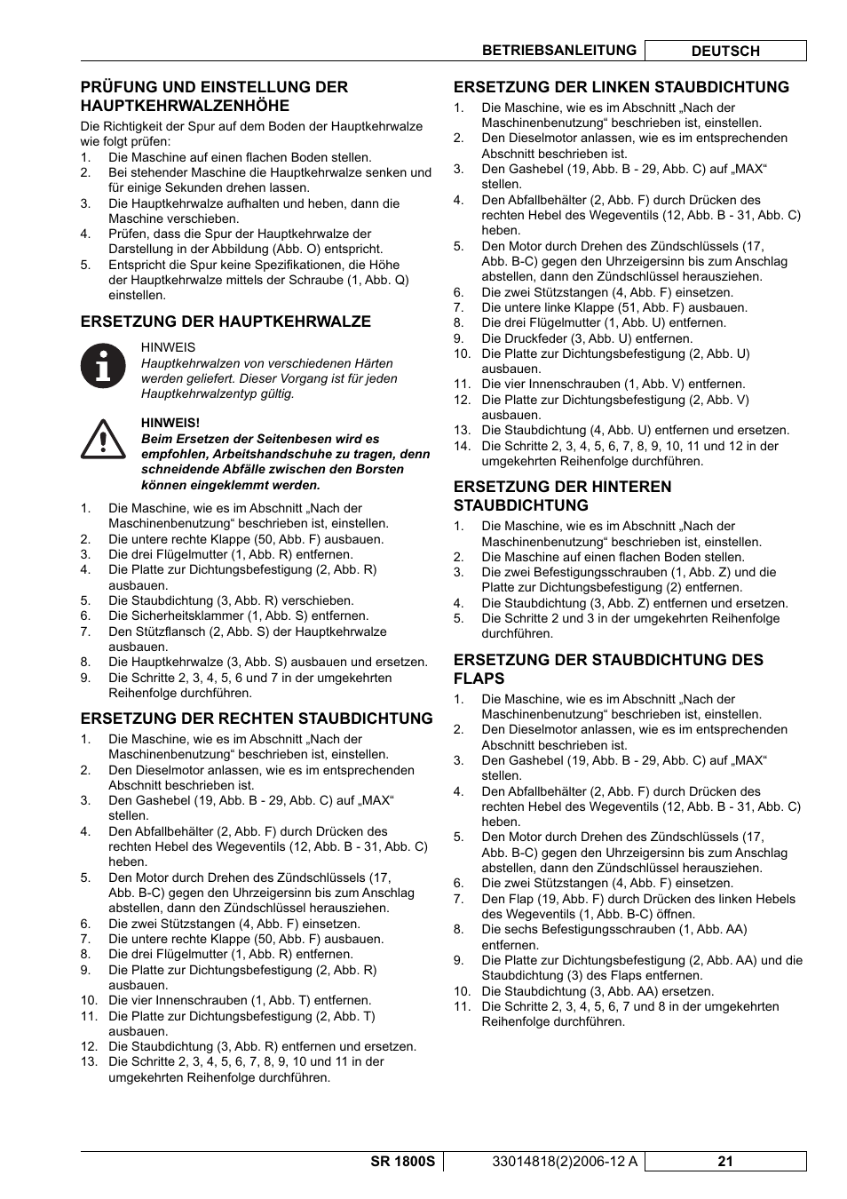 Nilfisk-ALTO SR 1800S User Manual | Page 23 / 118