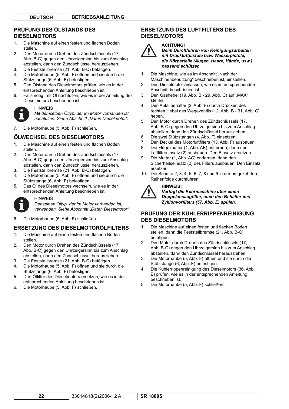 Nilfisk-ALTO SR 1800S User Manual | Page 24 / 118